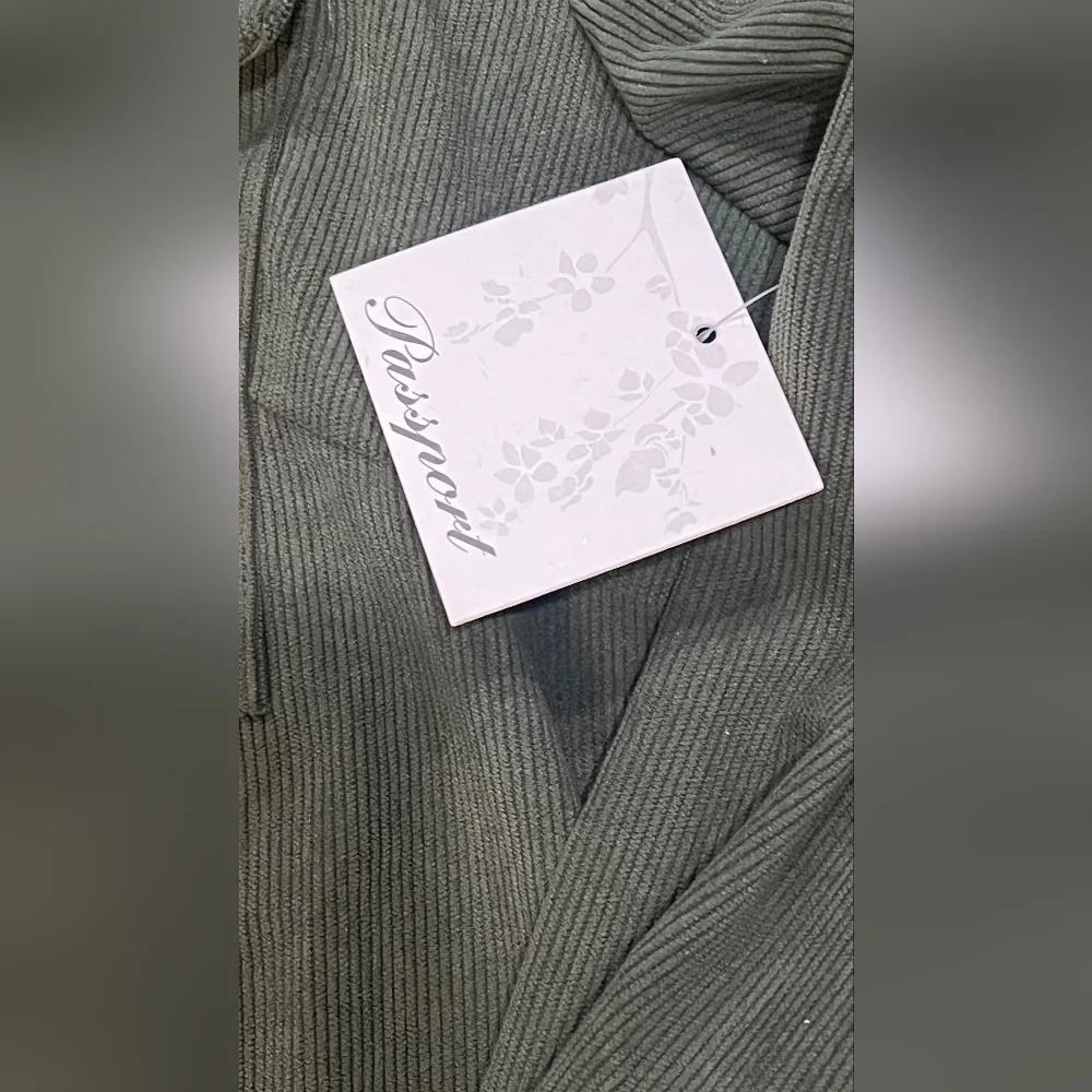 Olive Green Corduroy Button-Up Shirt Dress by PASSPORT - Picture 5 of 6